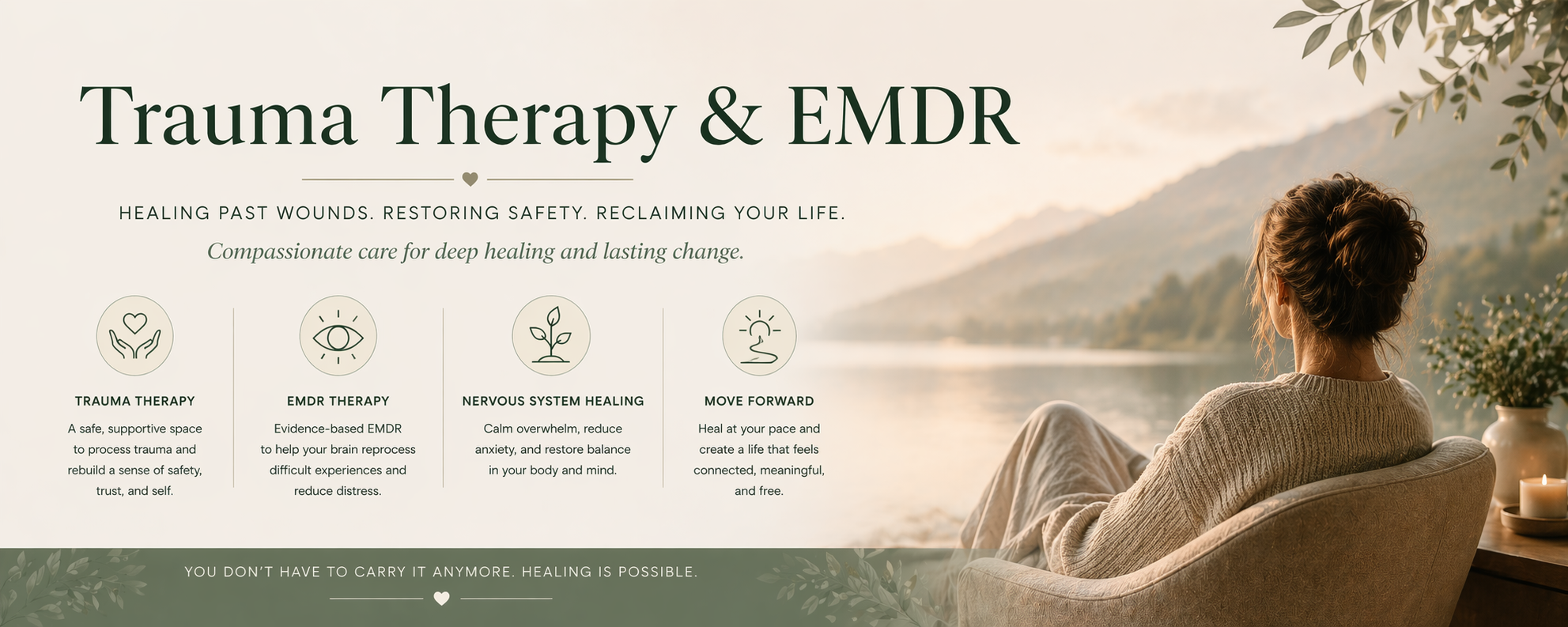 Trauma therapy and EMDR — a serene, healing space.