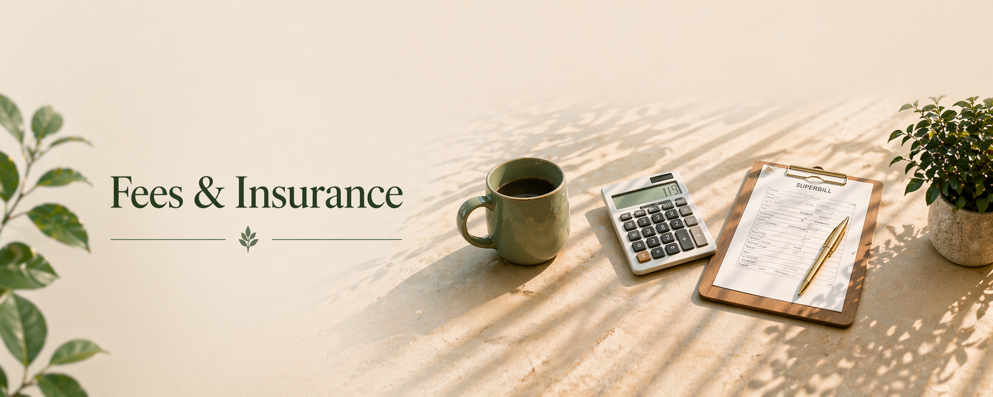 Fees and insurance — clear, upfront pricing for therapy sessions.