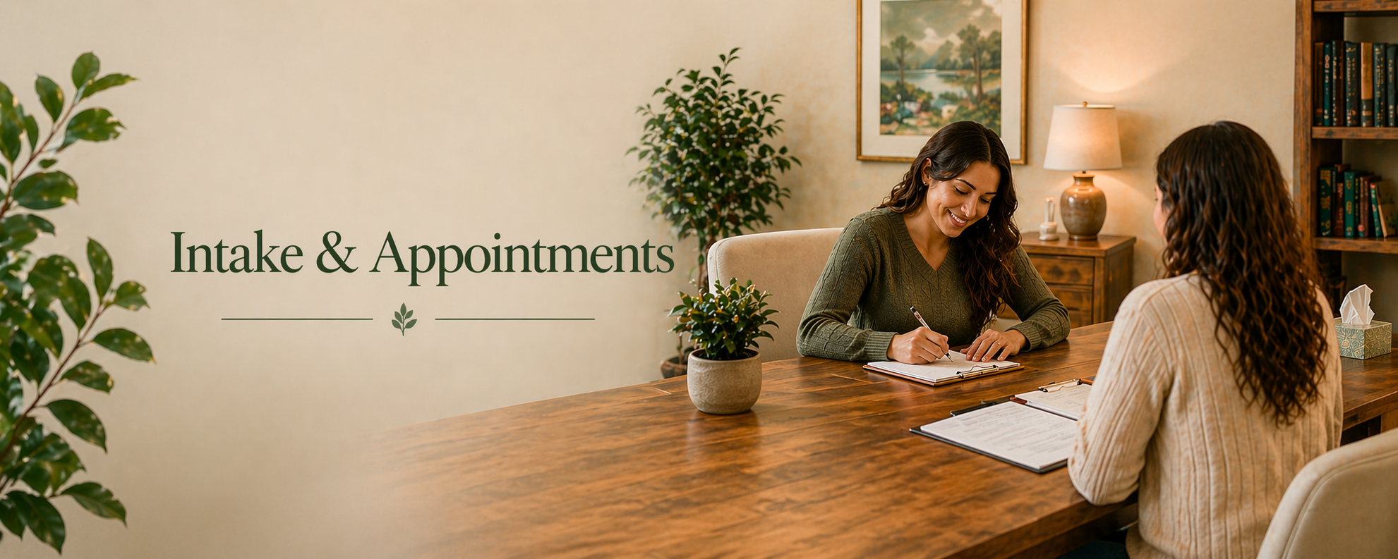 Intake and appointments — three simple steps to becoming a client.